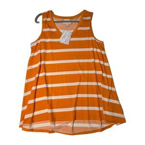 Lularoe Kristina V Neck Tank Top MEDIUM Golden Yellow or Orange &‎ White NEW WT